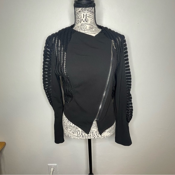 Poetry Black Jacket Size L Juniors Asymmetrical Zipper  Biker Goth Witchy - Picture 11 of 12